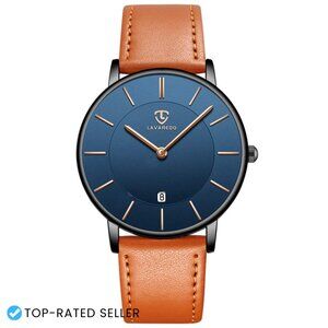 Minimalist Analog Watch Classic Elegant Quartz Movement Leather Strap Unisex